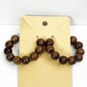 Wooden Beaded Hoop Earrings
